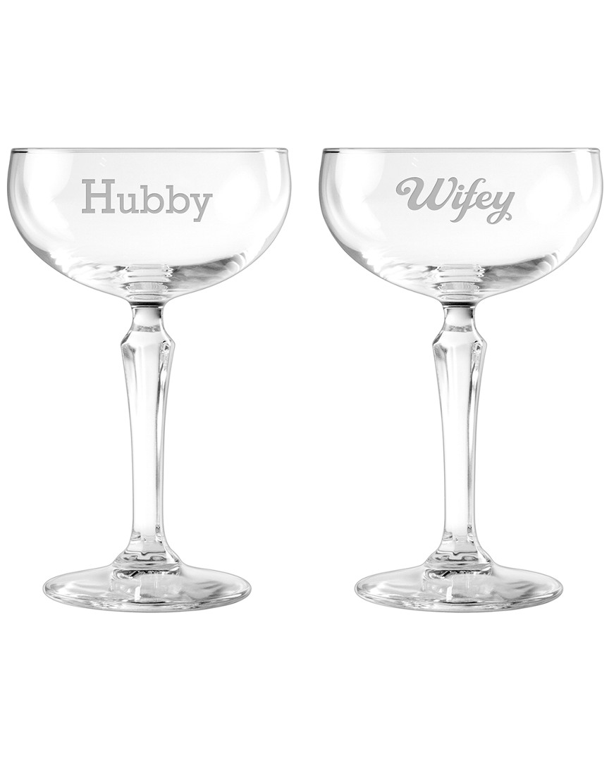 Susquehanna Glass Set Of 2 Hubby & Wifey Cocktail Coupes
