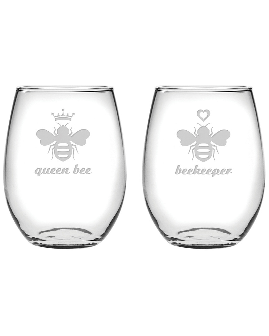 Susquehanna Glass Set Of 2 The Hive Stemless Wine Glasses