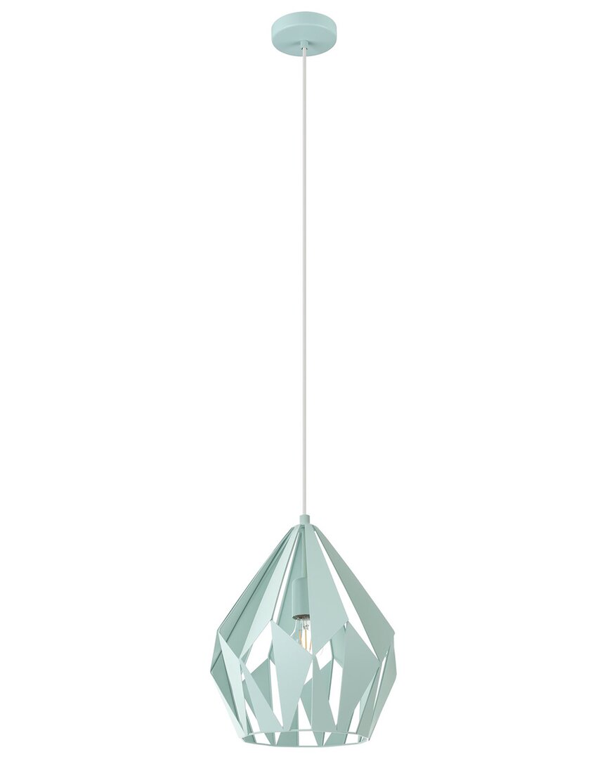 Eglo Carlton 1 Light Pendant With Pastel Green Finish & Pastel Green Geometric Metal Shade