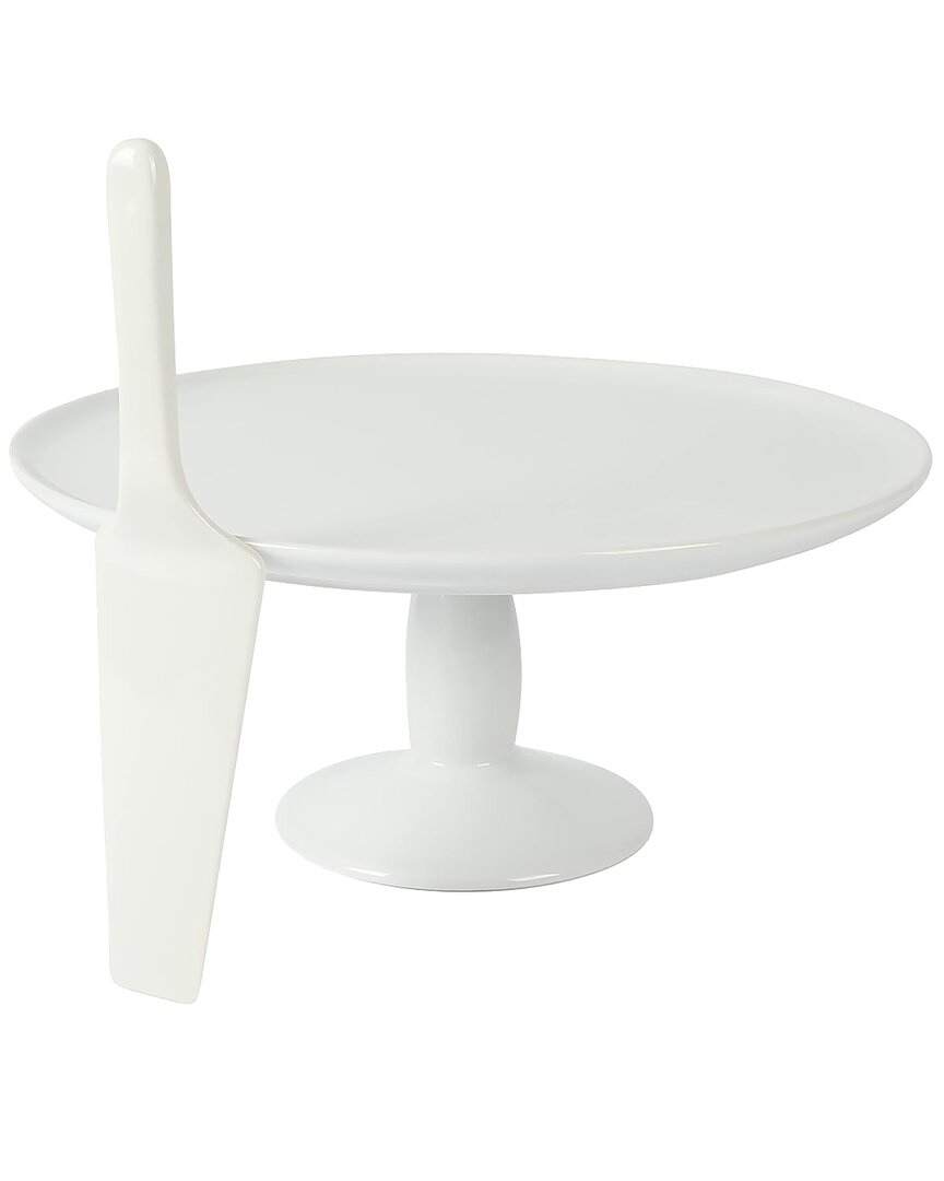 Martha Stewart 12in Fine Ceramic Round Cake Stand With Server