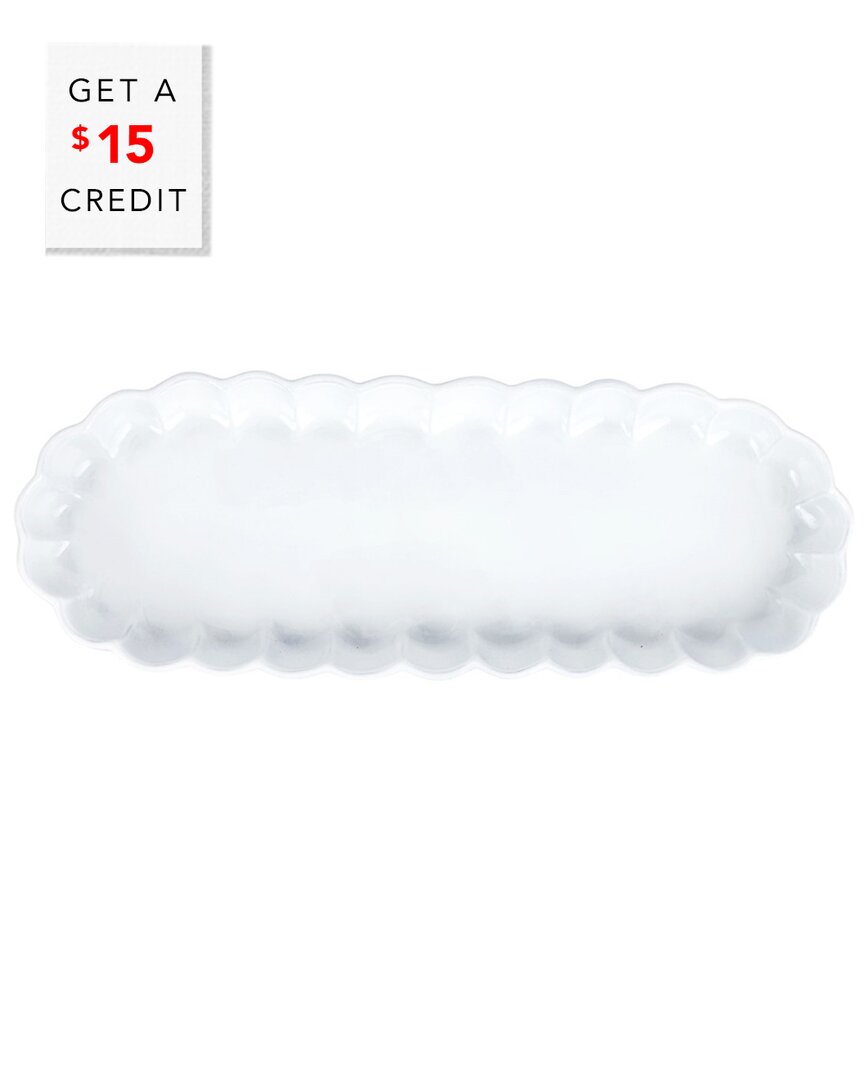 Vietri Incanto Ruffle Oval Tray In White