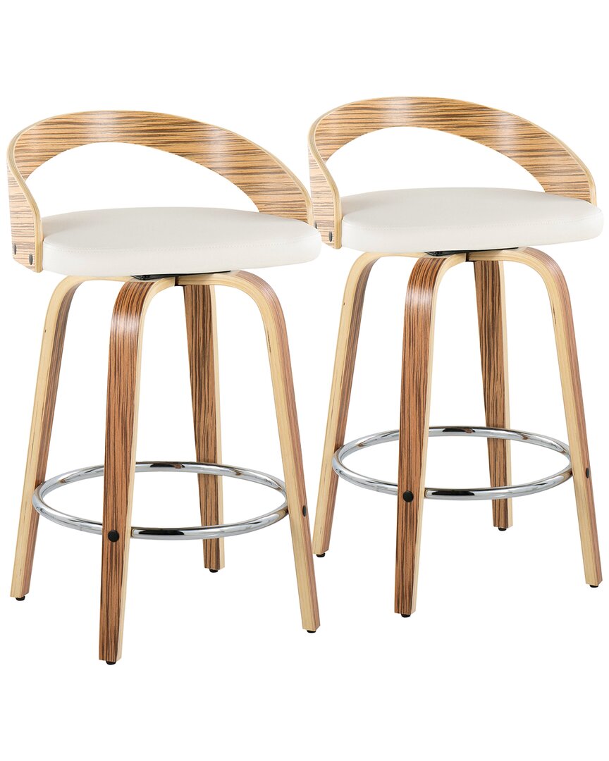 Lumisource Set Of 2 Grotto 26 Mid-century Modern Fixed-height Counter Stool In Multi