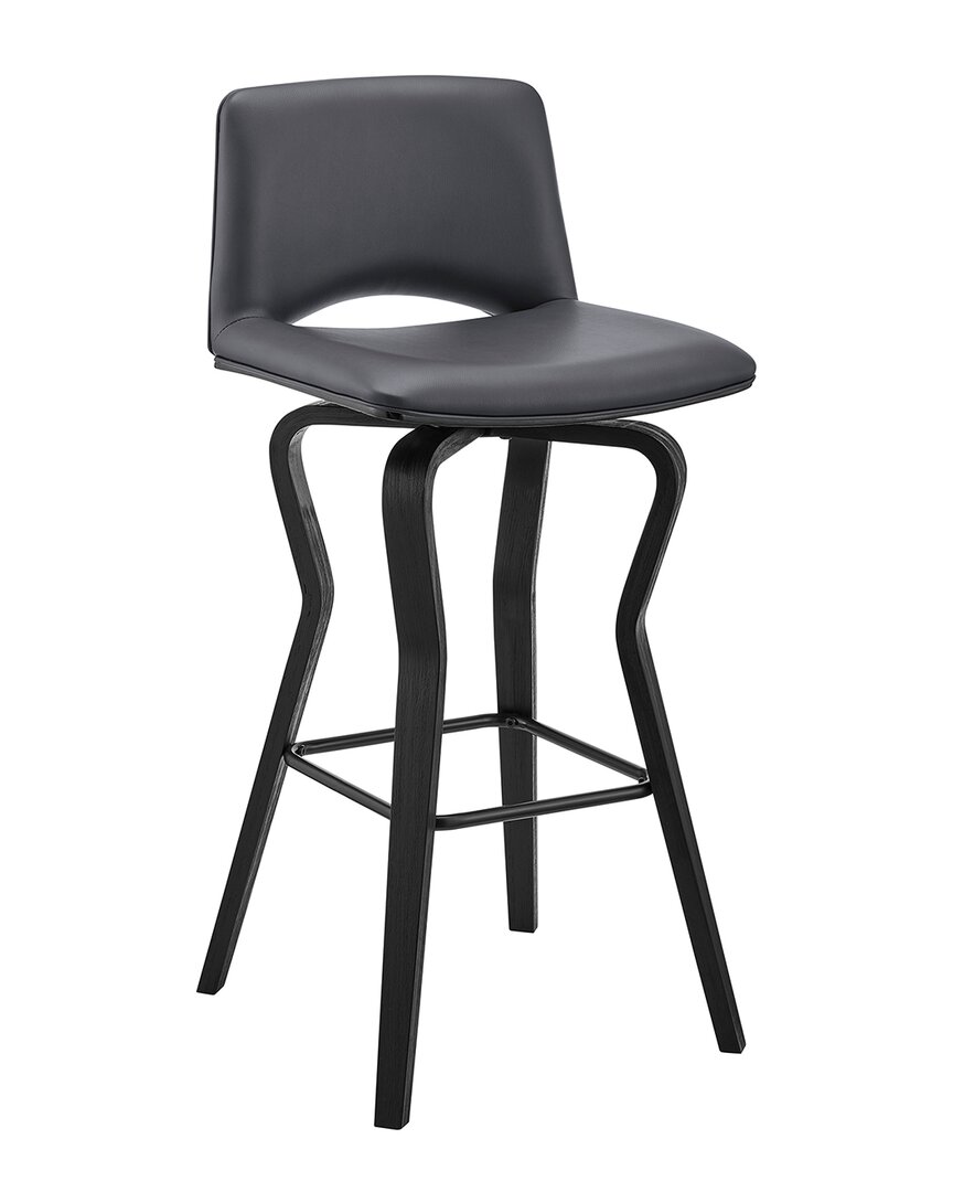 Armen Living Gerty 26in Swivel Wood Bar Stool In Gray