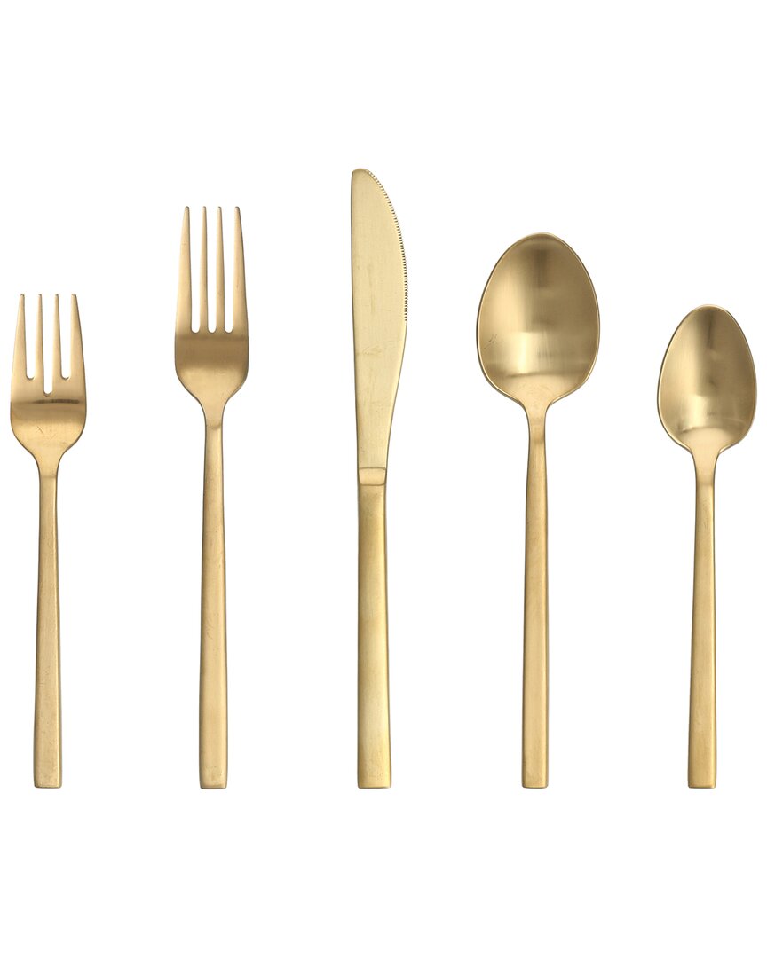 Fortessa Arezzo 18/10 Stainless Steel 20pc Flatware Set (service For 4) In Gold