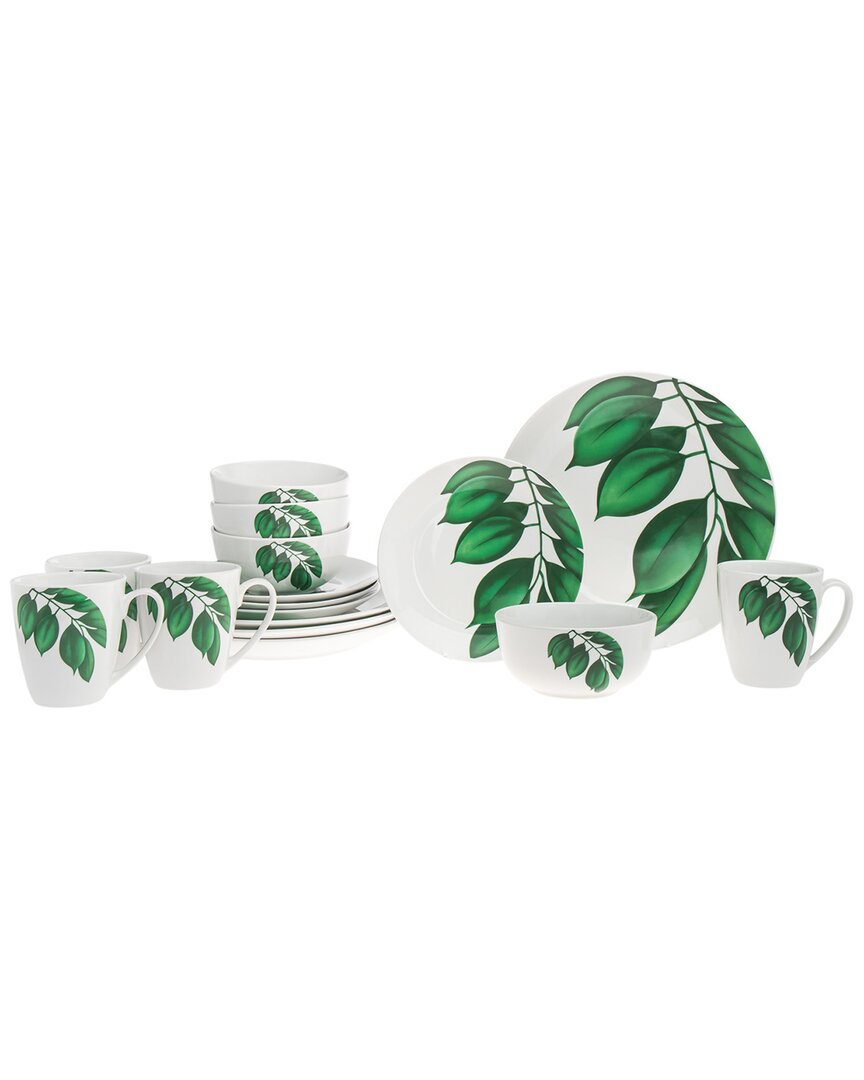 Godinger Palma 16pc Porcelain Dinnerware Set In Green