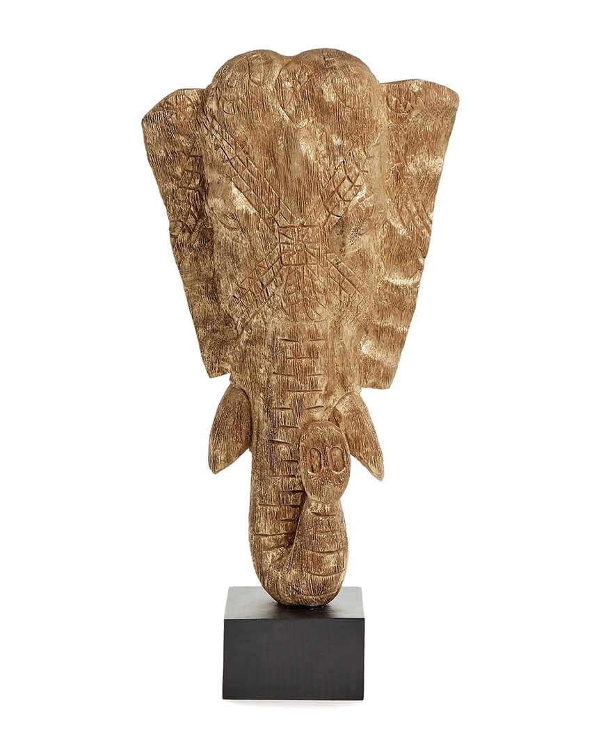 TOZAI TOZAI ELEPHANT HEAD SCULPTURE ON BLACK STAND 