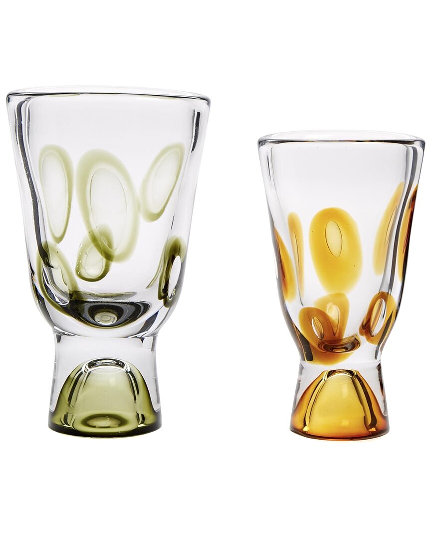 Tozai Set Of 2 Visions Art Glass Vases In Brown