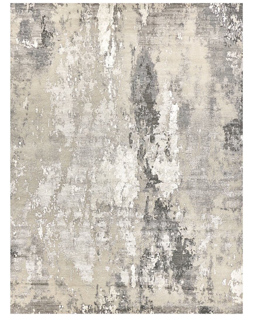 Exquisite Rugs Cosmo Hand-knotted New Zealand Wool & Bamboo Silk Silverivory Area Rug