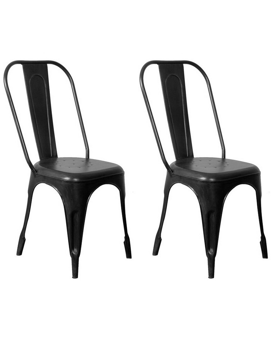 Coast To Coast Imports Set Of 2 Metal Chairs In Black