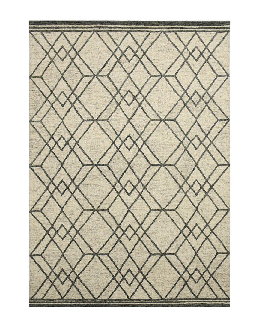 Ar Rugs Viscenta Raton Contemporary Hand-hooked Wool Rug In Ivory