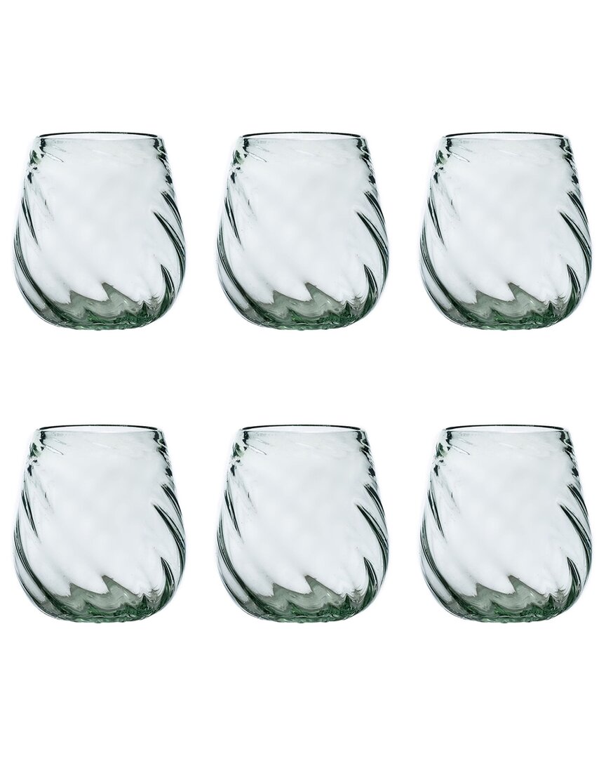 10 Strawberry Street Set Of 6 Optic Swirl Mexican Glassware: Stemless Wine Glasses