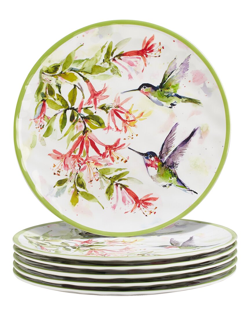 Certified International Hummingbirds Melamine Set Of 6 Dinner Plate In Multi