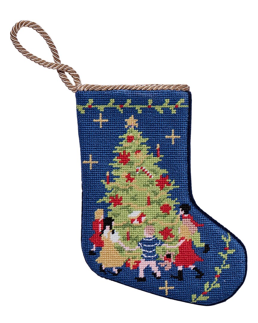 Peking Handicraft Tree & Friends Embroidered Needlepoint Mini Stocking In Multi