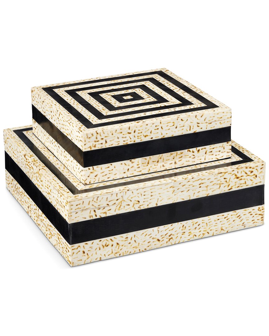 Currey & Company Set Of 2 Taurus Bone Box