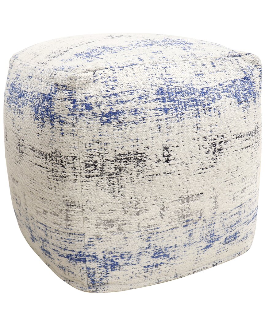 Pasargad Home Grandcanyon Distressed Pouf In Ivory