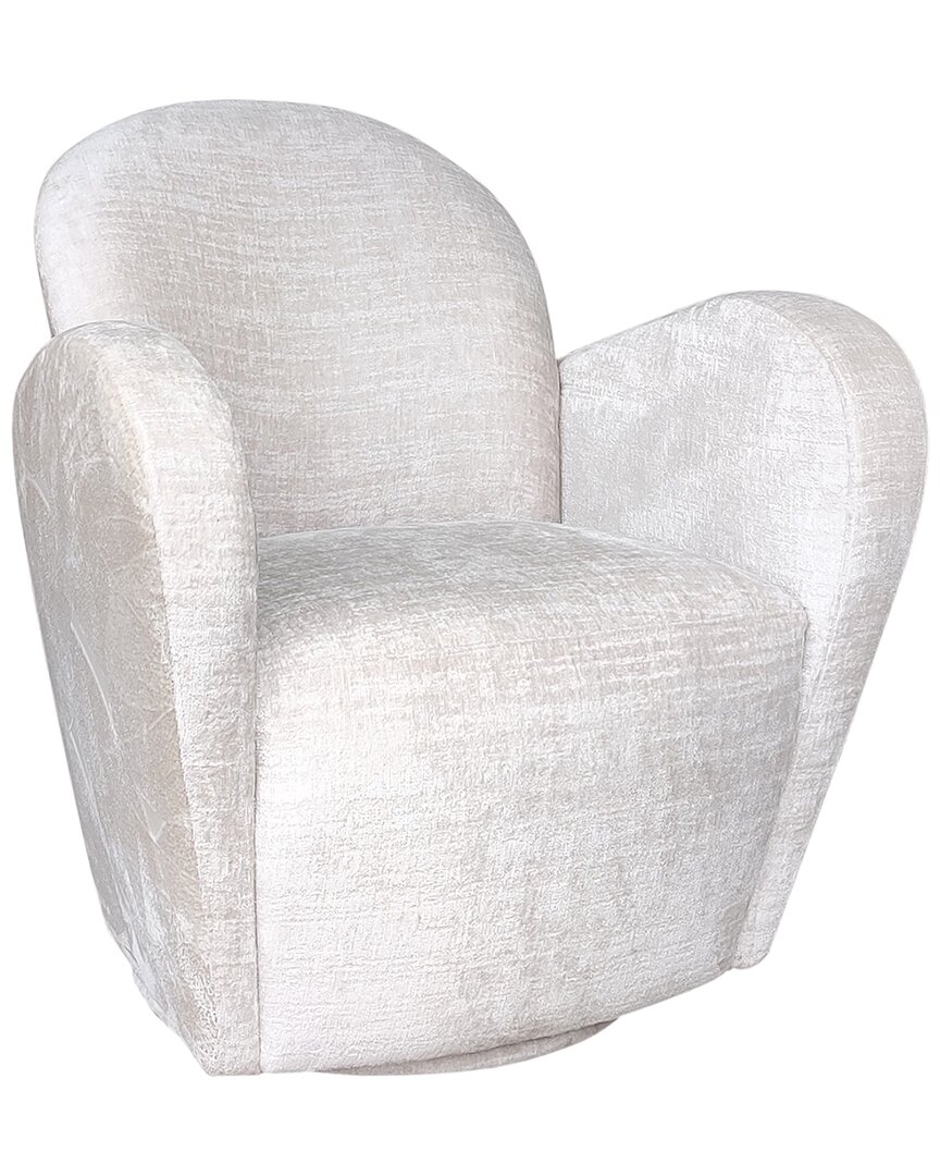 Pasargad Home Maxim Collection Modern Swivel Armchair In Ivory