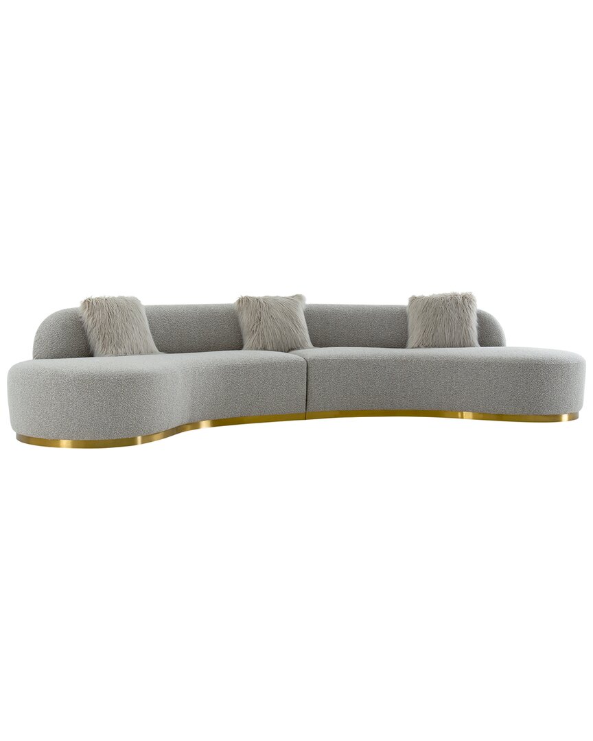Pasargad Home Simona Collection Modern Curved Sofa In Grey