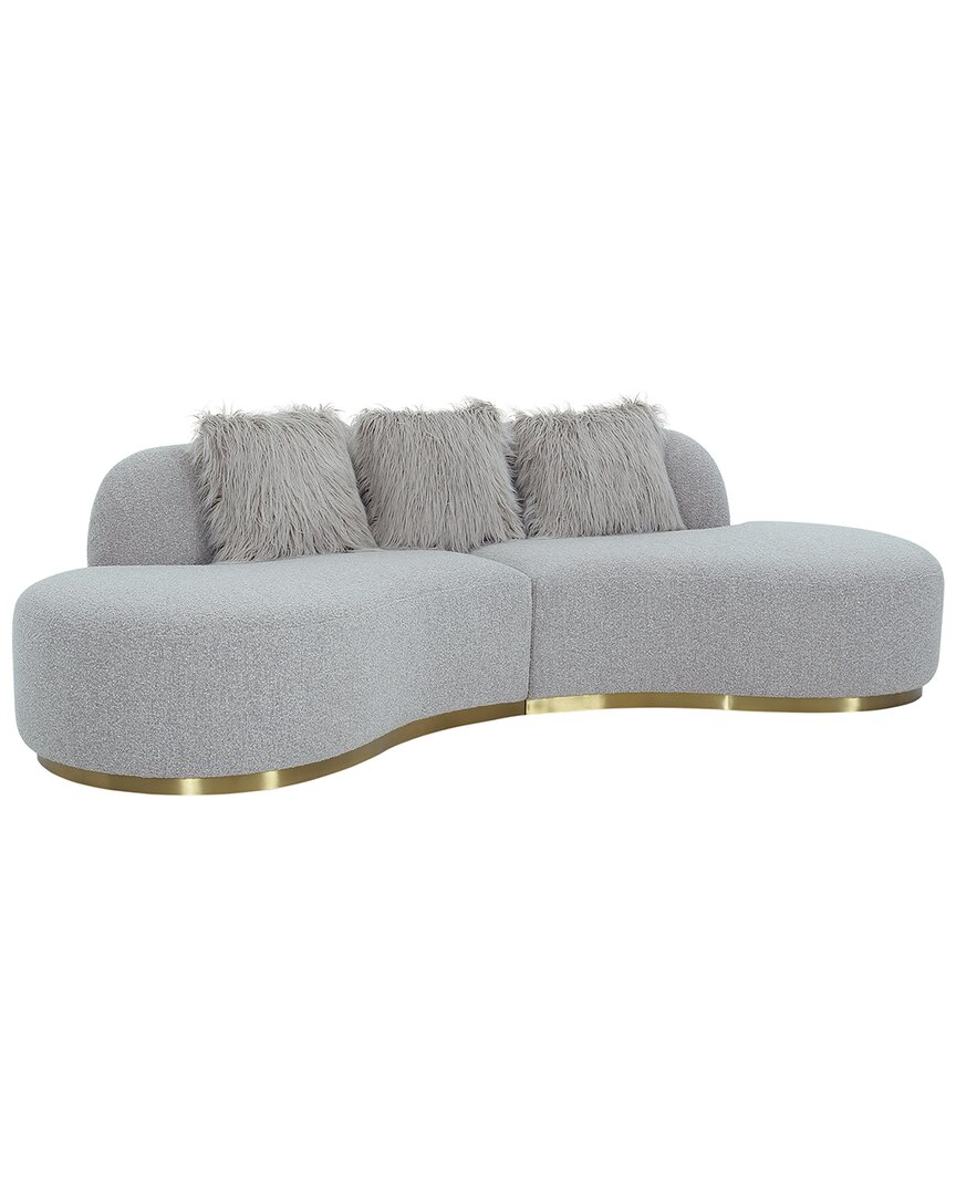 Pasargad Home Simona Collection Modern Curved Sofa In Grey