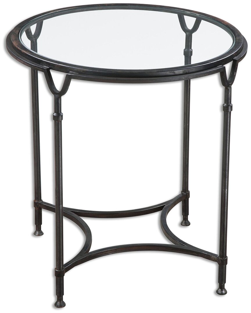 Uttermost Samson Glass Side Table In Silver