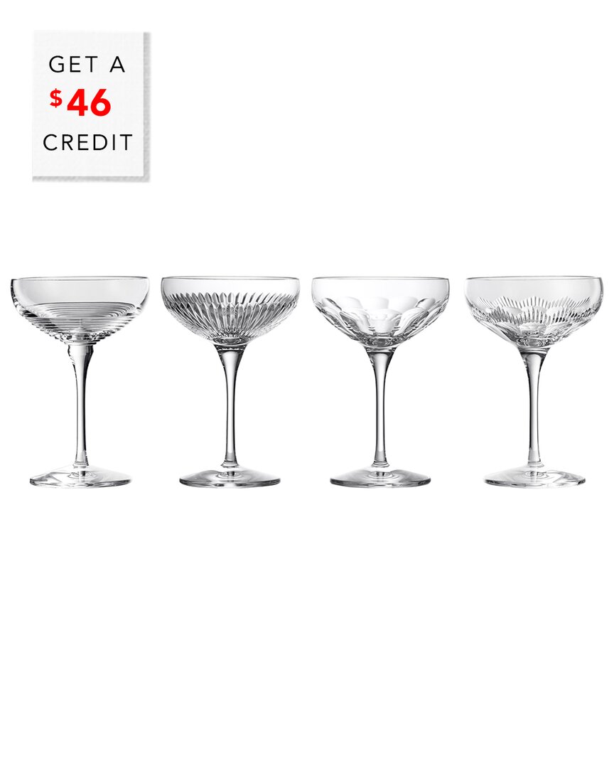 Waterford Set Of 4 Mixology Large Mixed Coupes With $46 Credit