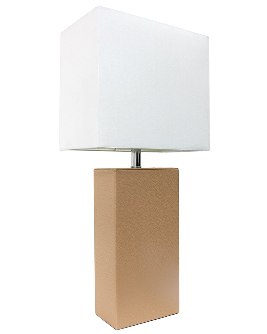 Lalia Home 21in Modern Leather Wrapped Table Lamp With Led Bulb Included