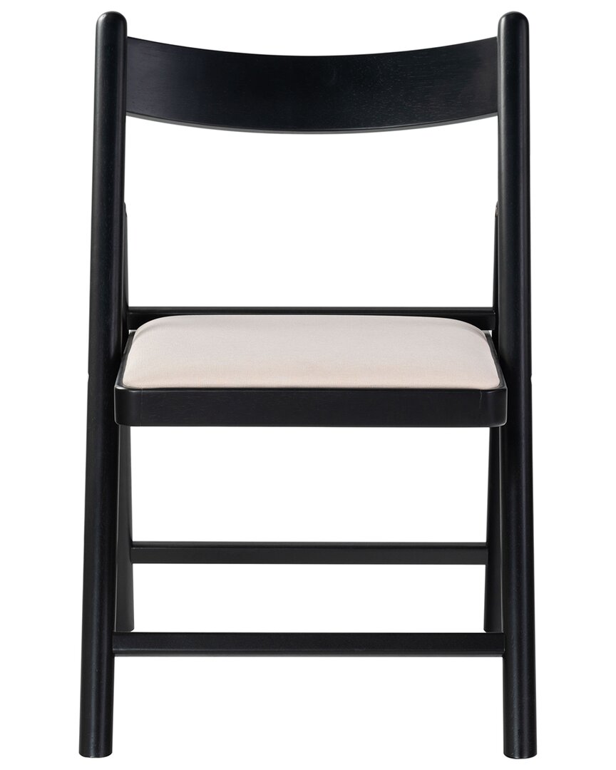 Safavieh Couture Jacie Linen Seat Folding Chair In Black