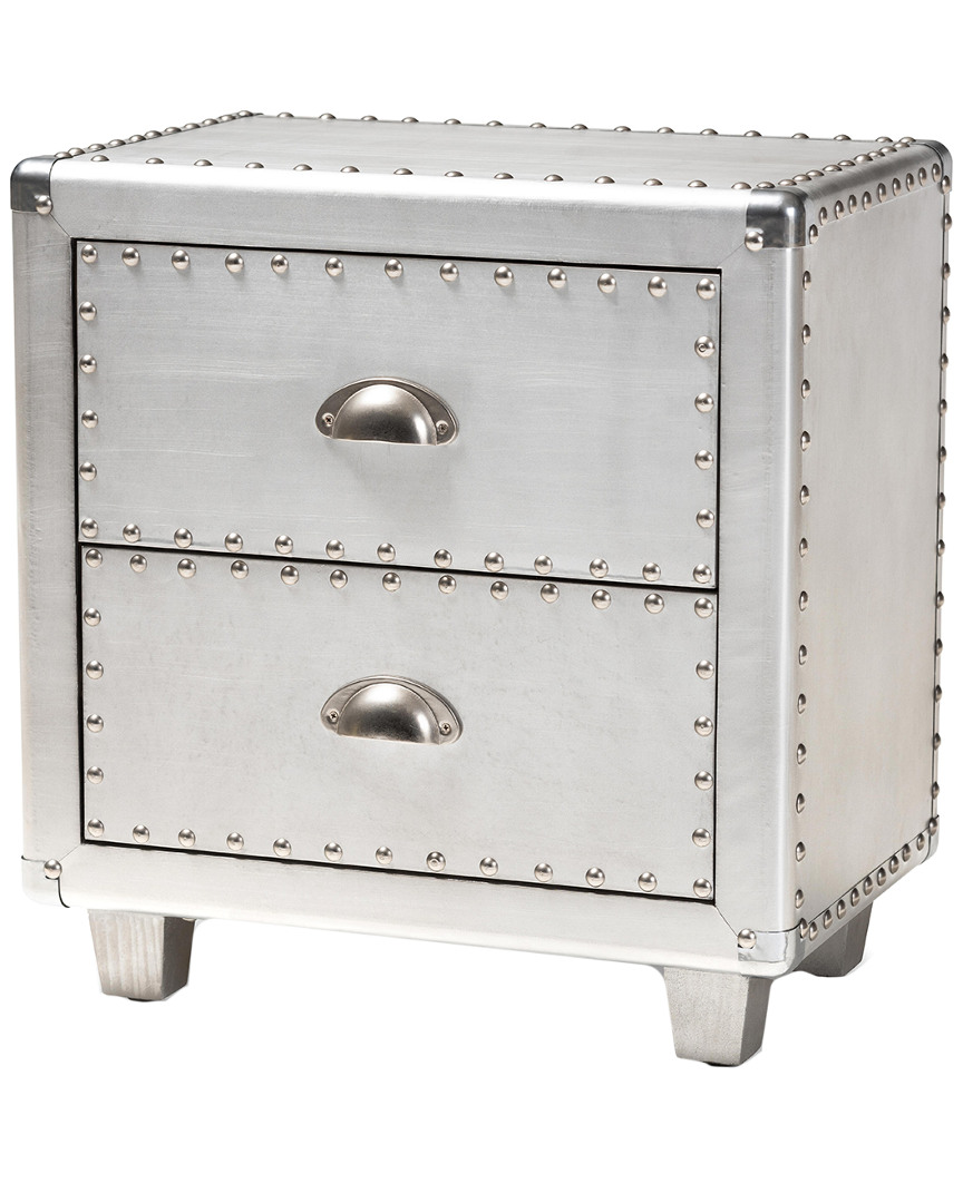 Design Studios Davet French Silver Metal 2-drawer Nightstand