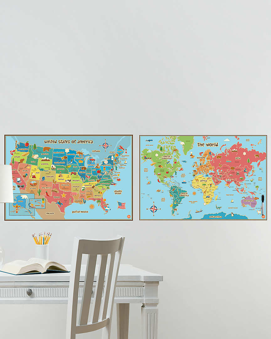 Wallpops Kids Usa & World Map