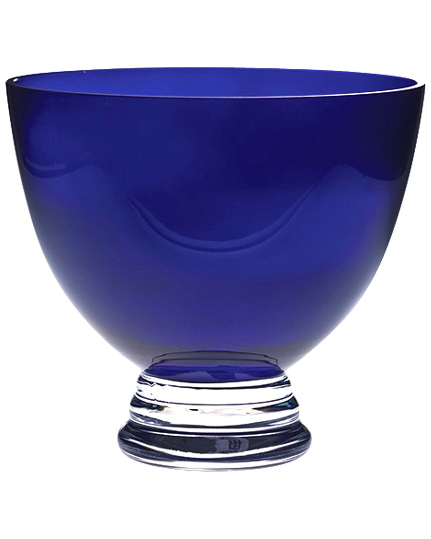 Shop Barski Glass 10.5in Round Footed Bowl In Blue