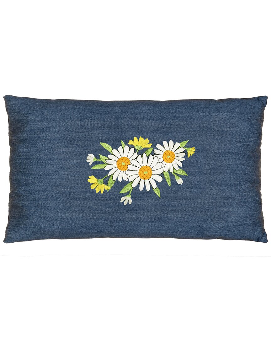 Linum Home Textiles Daisy Lumbar Pillow Cover In Blue