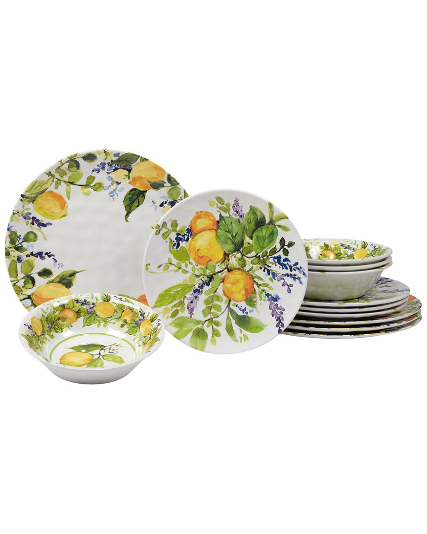 Certified International Melamine 12pc Lemon Zest Dinnerware Set