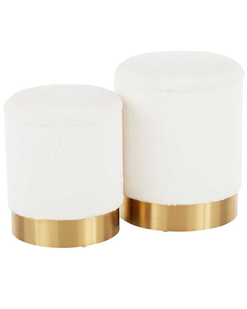 Lumisource Set Of 2 Marla Nesting Ottomans In Cream