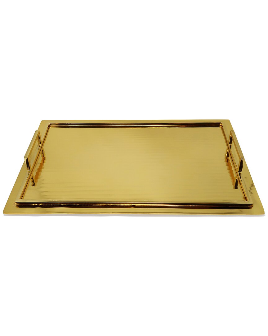 Vivience Serving Tray With Handles - Small In Gold
