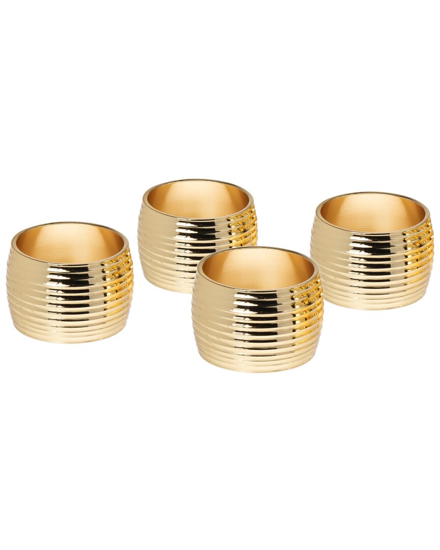 Godinger Gold Ribbed Napkin Rings (set Of 4)
