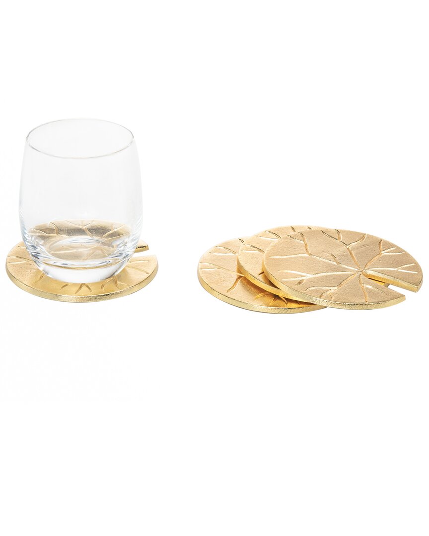 Godinger Lily Coasters (set Of 4) In Gold