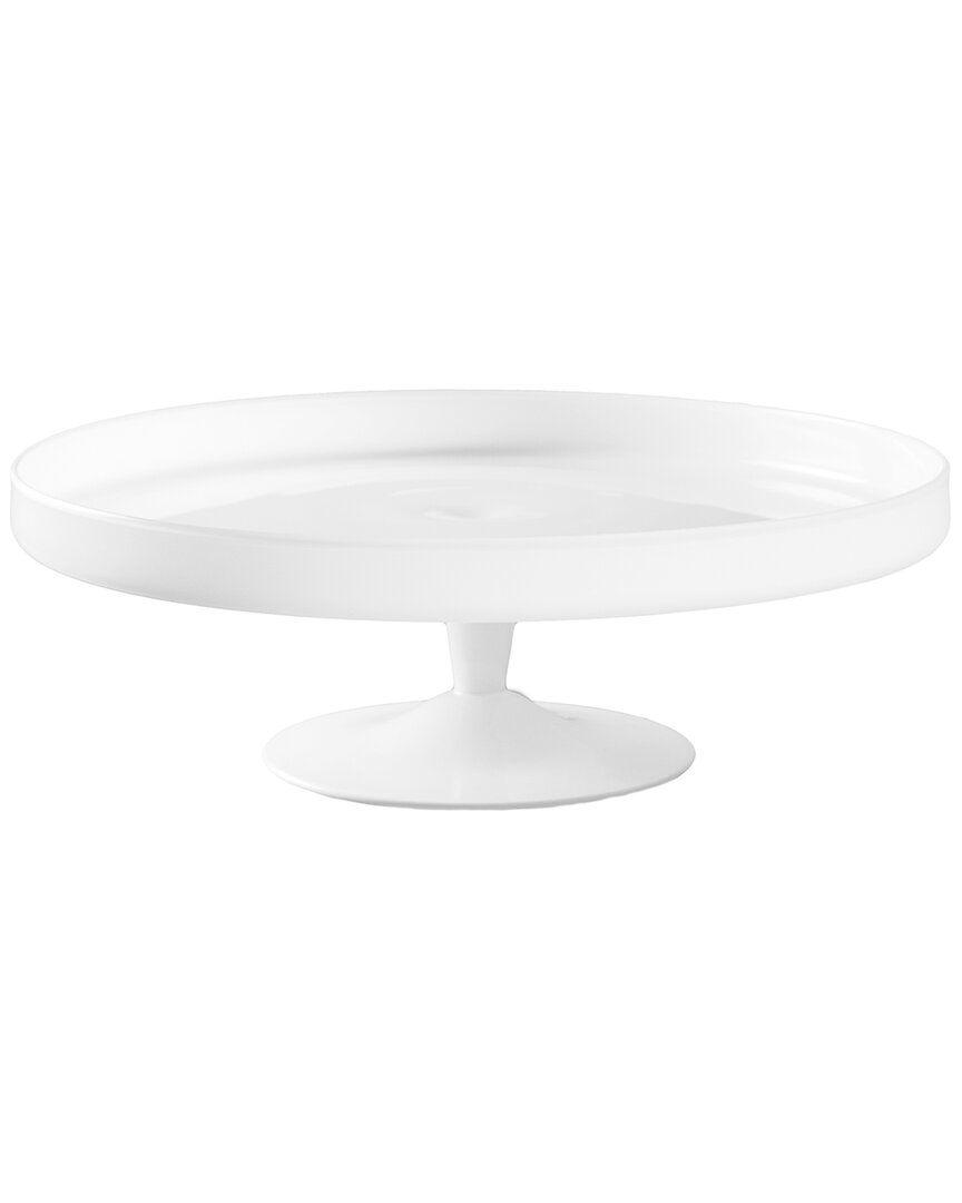 Barski European Lead-free Crystalline Handmade Opal Footed Cake Plate In Clear