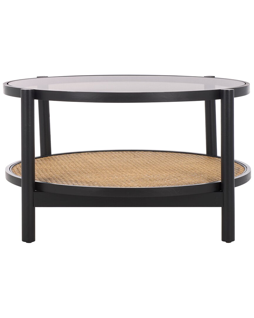 Safavieh Couture Karyna Rattan & Glass Table In Black