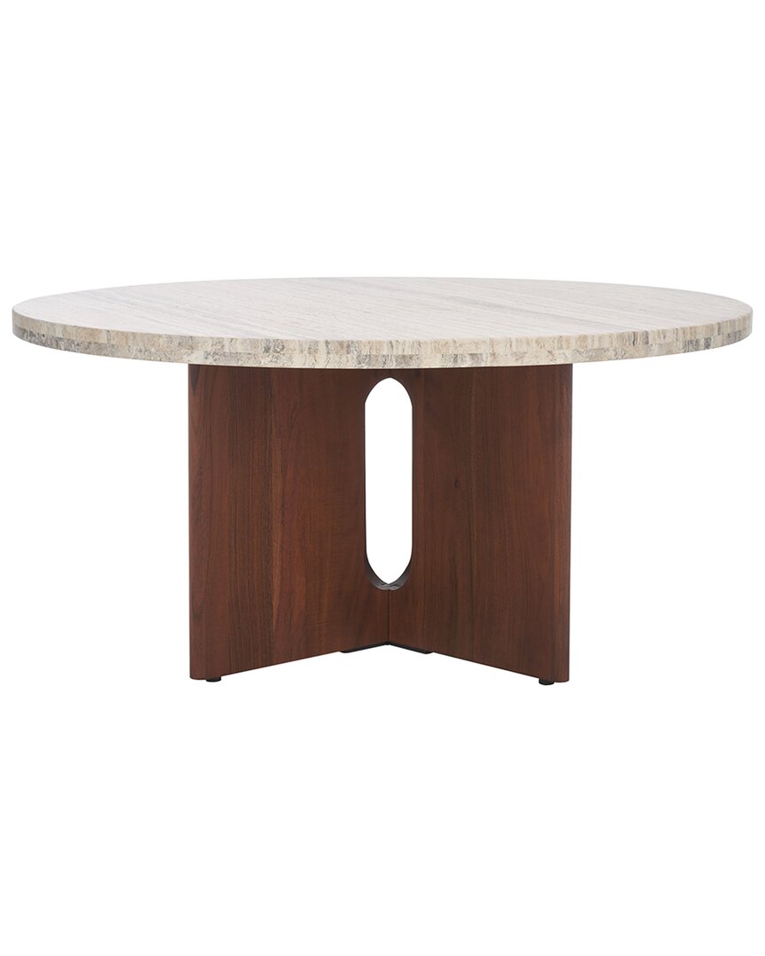 Safavieh Couture Shayna Travertine Coffee Table In Brown
