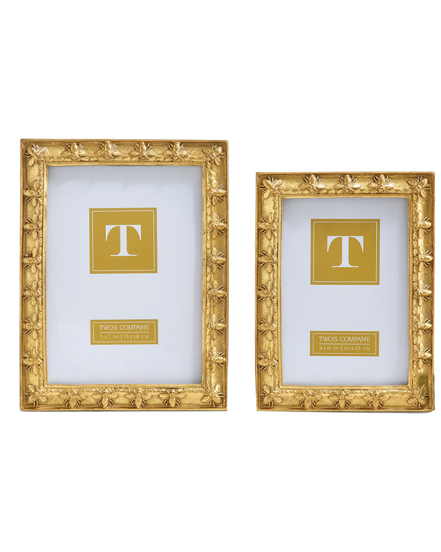 Two's Company Set Of 2 Golden Bee Photo Frames