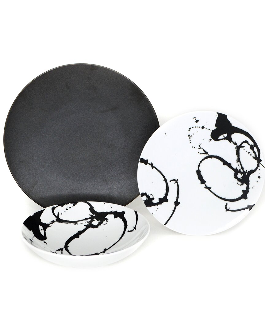 Euro Ceramica Nile 12pc Black Dinnerware Set