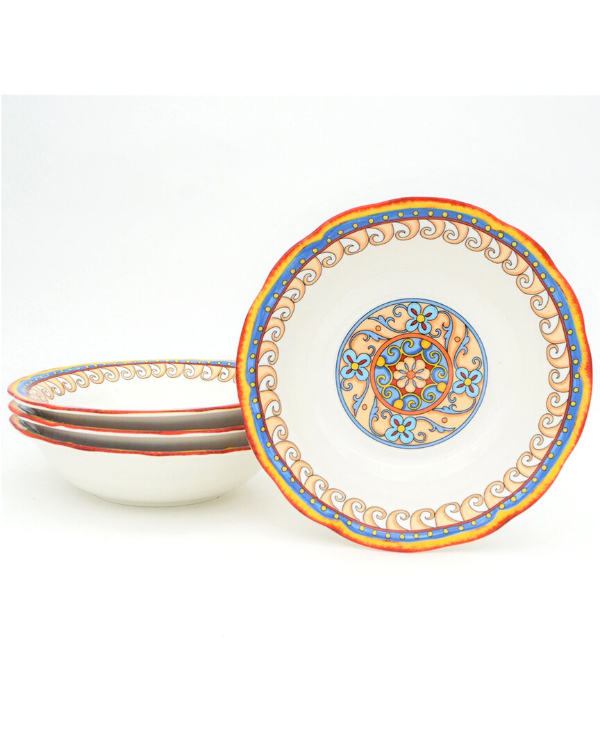 Shop Euro Ceramica Duomo 4-piece Pasta Bowl Set In Multicolor