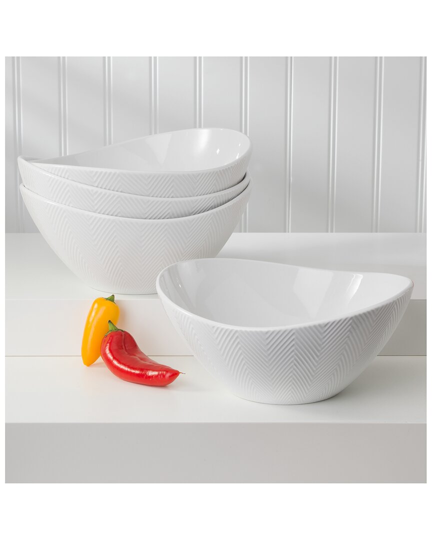 Euro Ceramica Highlands 4pc Serving Bowl Set In White