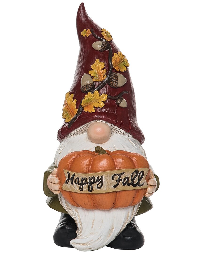 Transpac Resin 11in Multicolored Harvest Autumn Gnome Figurine In Brown