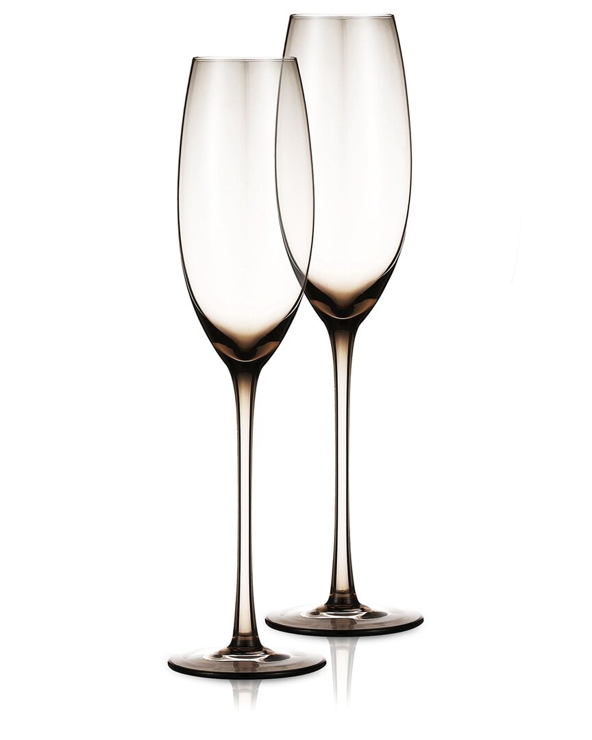 Berkware Set Of 2 Smoke-colored Champagne Glasses