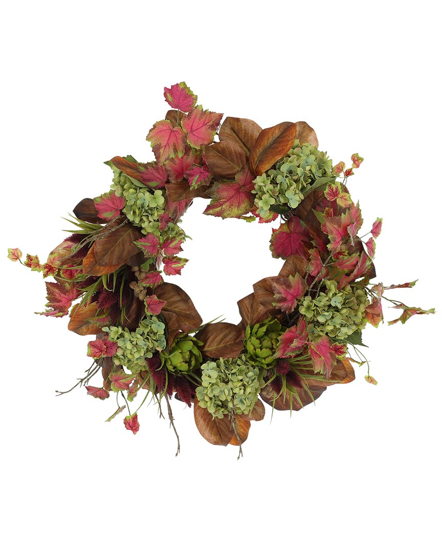 Creative Displays 24in Hydrangea Fall Wreath With Ivy & Artichokes In Multi