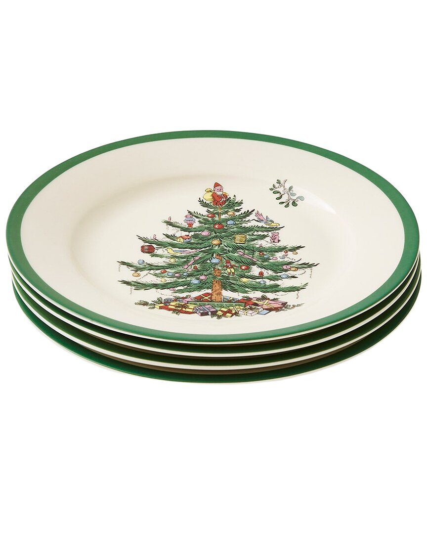 Spode Set Of 4 Christmas Tree 8in Salad Plates