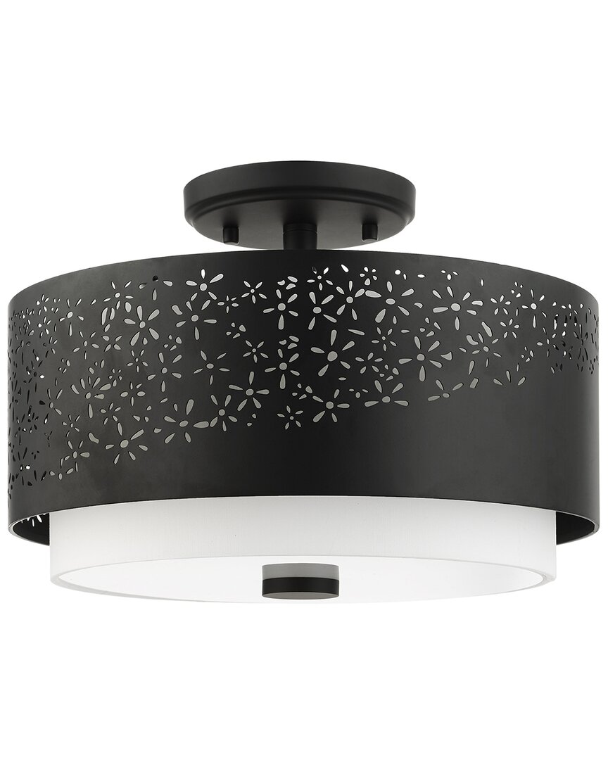 Livex Lighting Noria Black 3 Light Semi-flush In Black