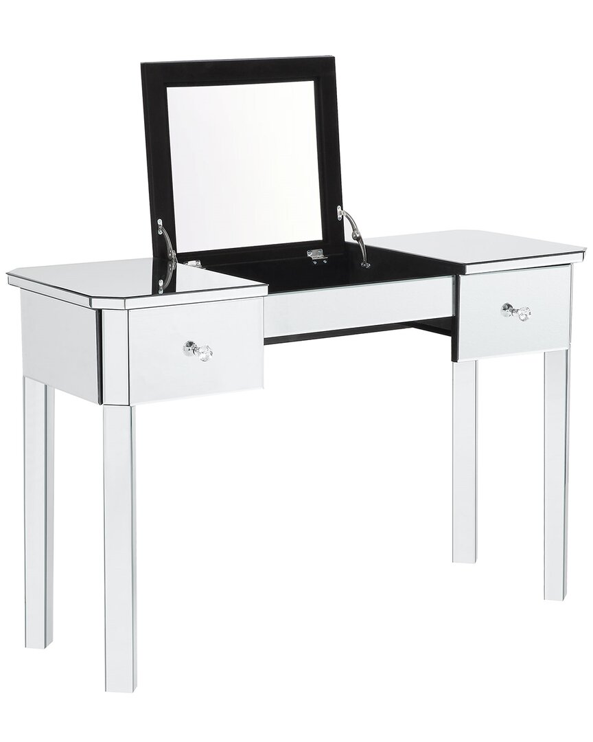 Inspired Home Dnu  Louisa Makeup Vanity Table In Silver