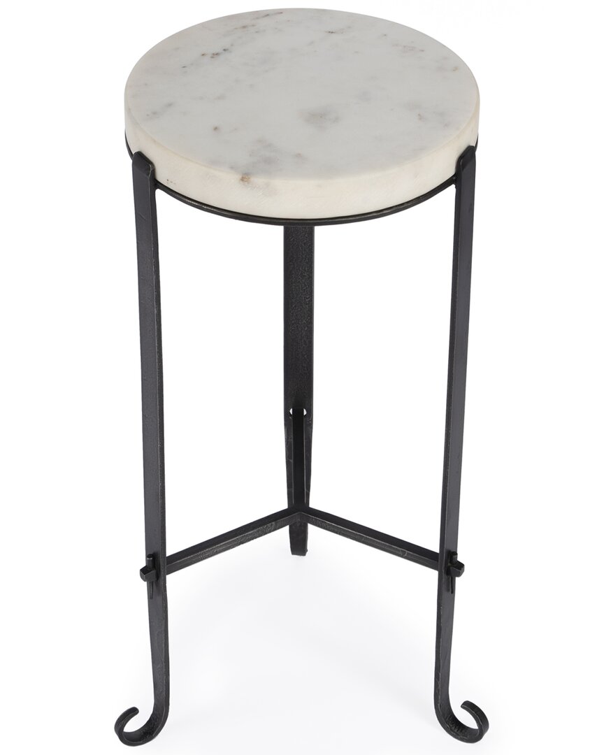 Butler Specialty Company Freya Marble And Iron Round 11.5in Accent Table In Black