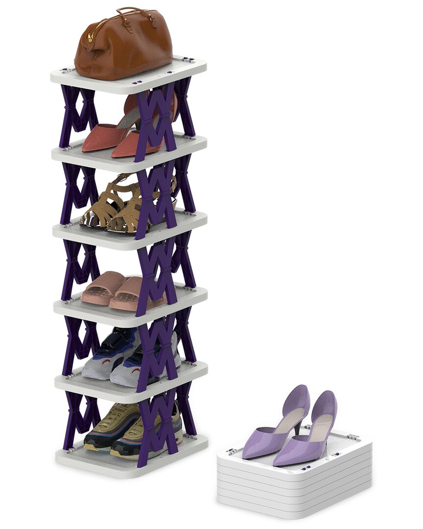 Fresh Fab Finds Newhome 6-tier Foldable Shoe Rack In Purple